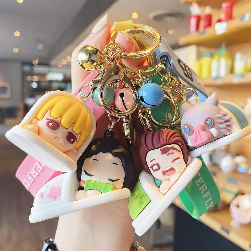 

Demon Slayer Panda Lovers Keychains Anime Cute Sleeping Doll Pendants Bags Phones Car Keyring Cartoon Creative Student Kids Gift