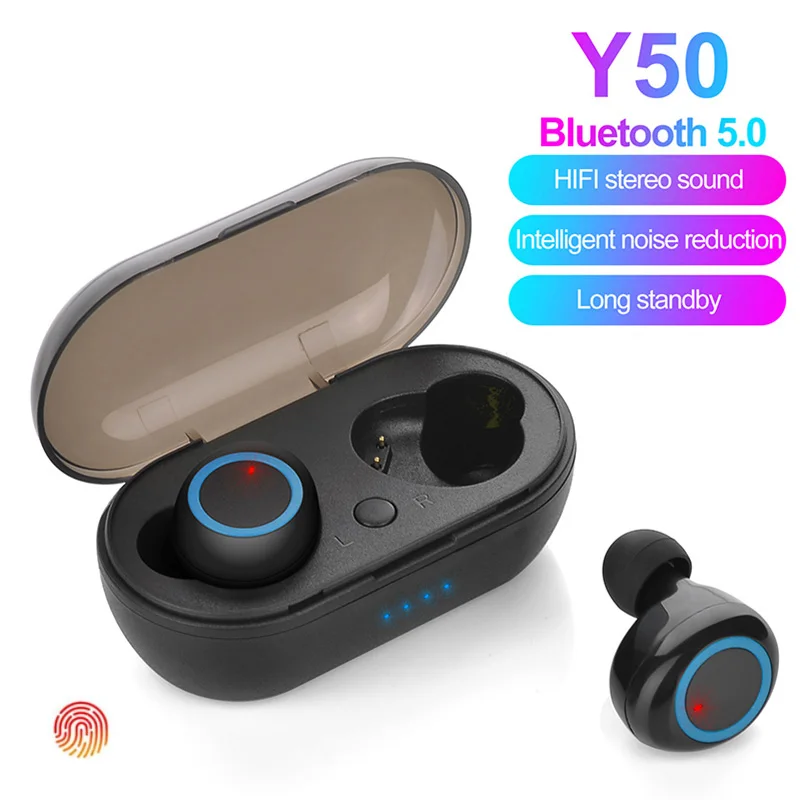 Купи Y50 Bluetooth 5.0 TWS Earphone In Ear Earbuds Outdoor Sports Music Wireless Headset Power Display Smart Touch Control Headphone за 313 рублей в магазине AliExpress