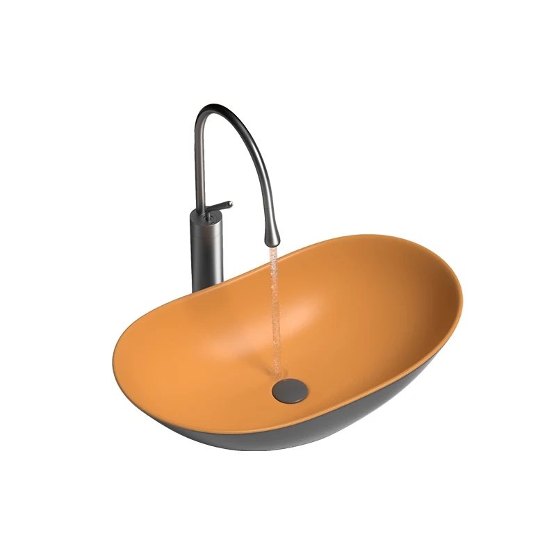 

Керамическая раковина для умывальника в скандинавском стиле, серая, оранжевая, Минималистичная круглая раковина небольшого размера для туалета, домашняя раковина