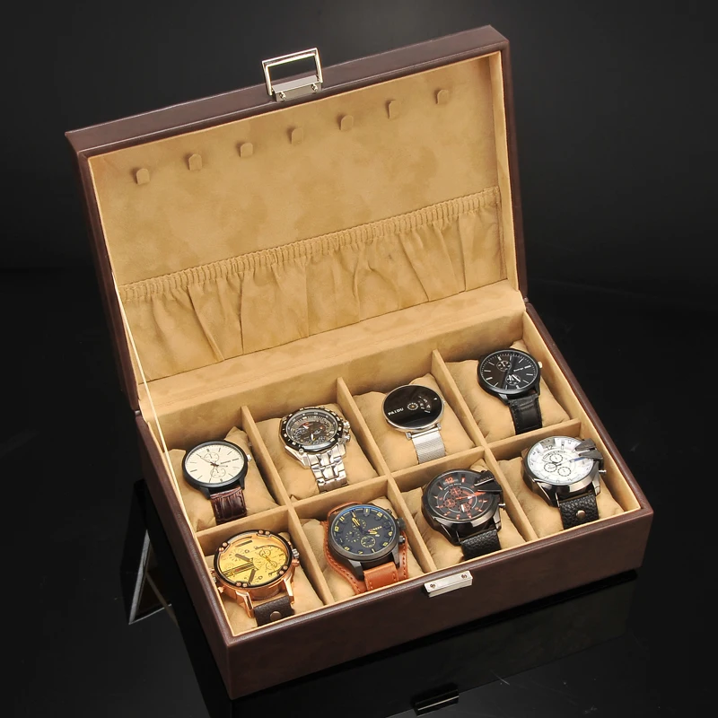 

Luxury Watch Case Storage Box Leather Display Vintage Watch Boxes Organizer for Men Wrist Timepiece Storage Jewelry Watchwinder