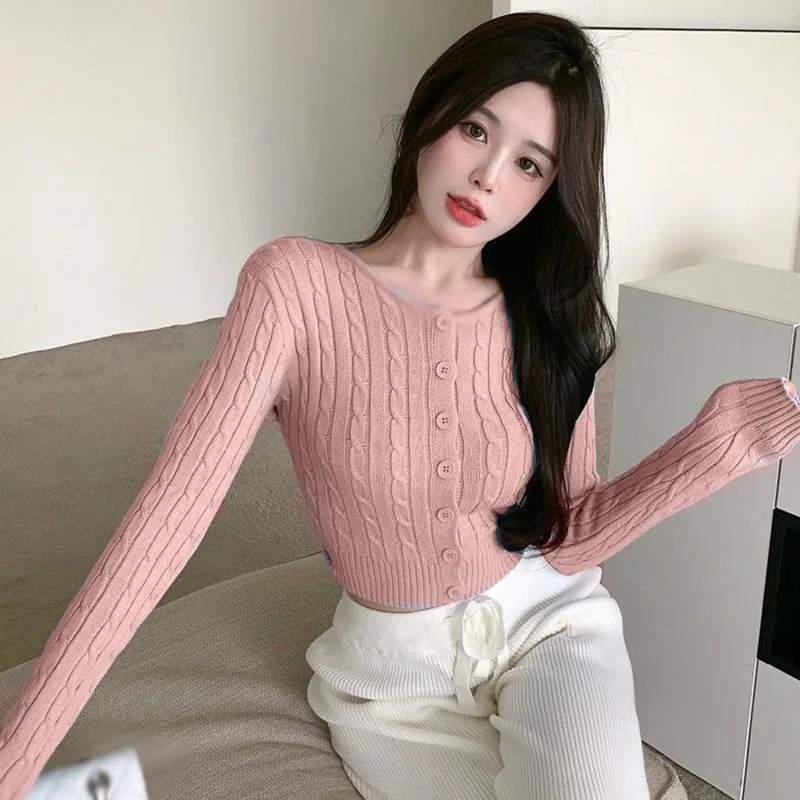 Женский Вязаный Кардиган Винтажный Свитер С Длинными Рукавами И Узором