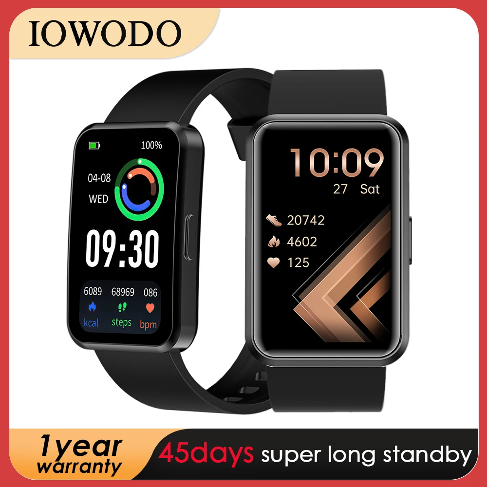 Смарт-часы IOWODO мужские водонепроницаемые с GPS Bluetooth пульсометром и оксиметром 1 57