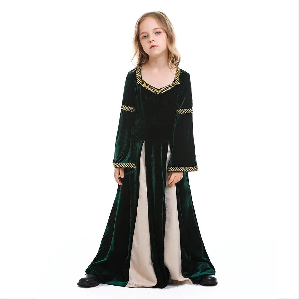 

Костюм принцессы королевы средневекового возрождения, халат, зеленое средневековое платье-качели, детские костюмы вампира на Хэллоуин