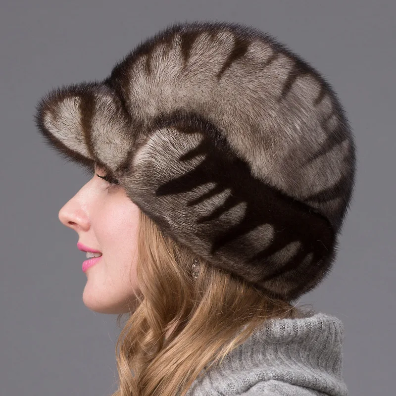 Цельная норковая шапка из натурального меха в европейском и американском Стиле С