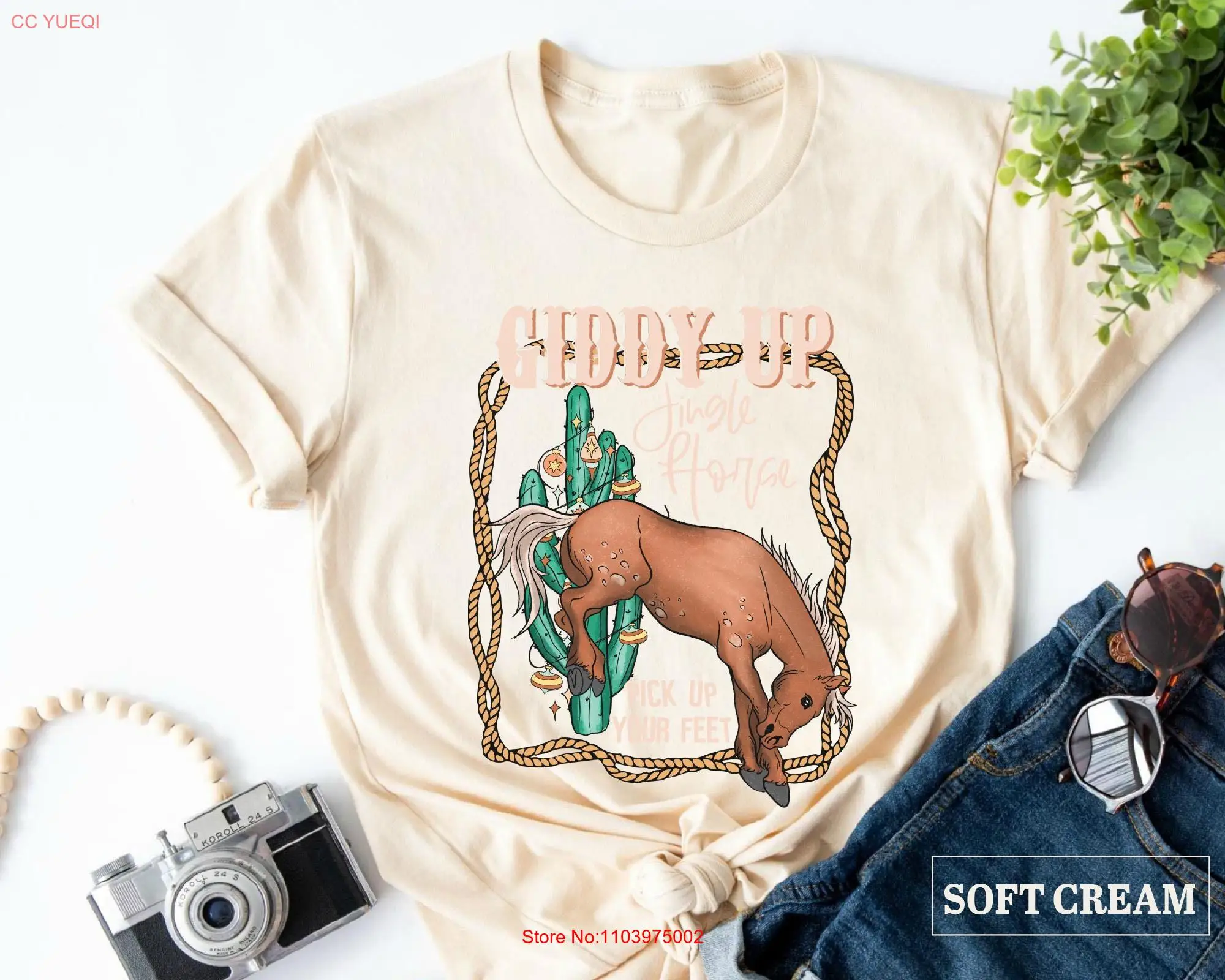 Giddy Up Jingle Horse Pick Your Feet Comfort Colors Cowgirl T Shirt Christmas Xmas Western Farm long or short sleeves
