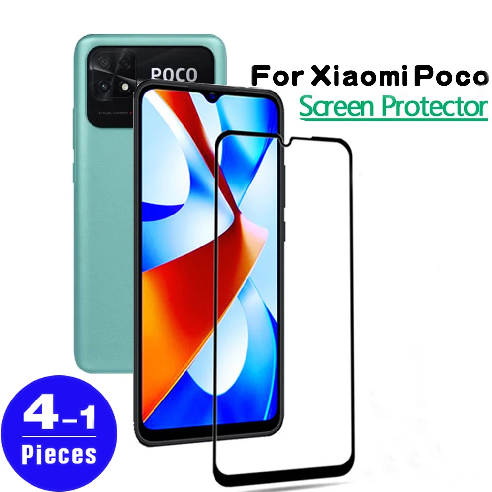 

1-4Pcs screen protector For Xiaomi Poco C40 X4 NFC M4 X3 M3 pro 5G F4 F3 GT M5 M5s C31 M2 X2 F2 Tempered glass protective film