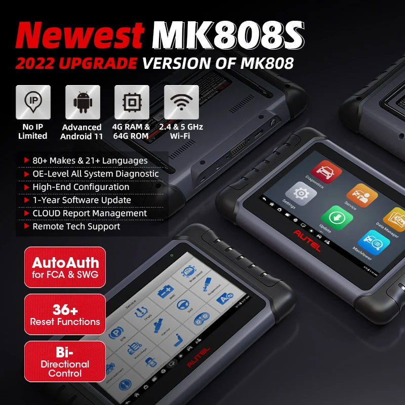 Autel MaxiCOM MK808S диагностические инструменты OBDII OBD2 сканер OE-уровень Автомобильный сканер двунаправленный сканер обновленный MK808