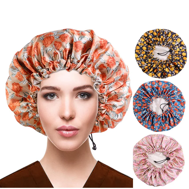 

New Extra Large Satin Lined Bonnets Women African Pattern Print Fabric Ankara Bonnets Night Sleep Hat Ladies Turban