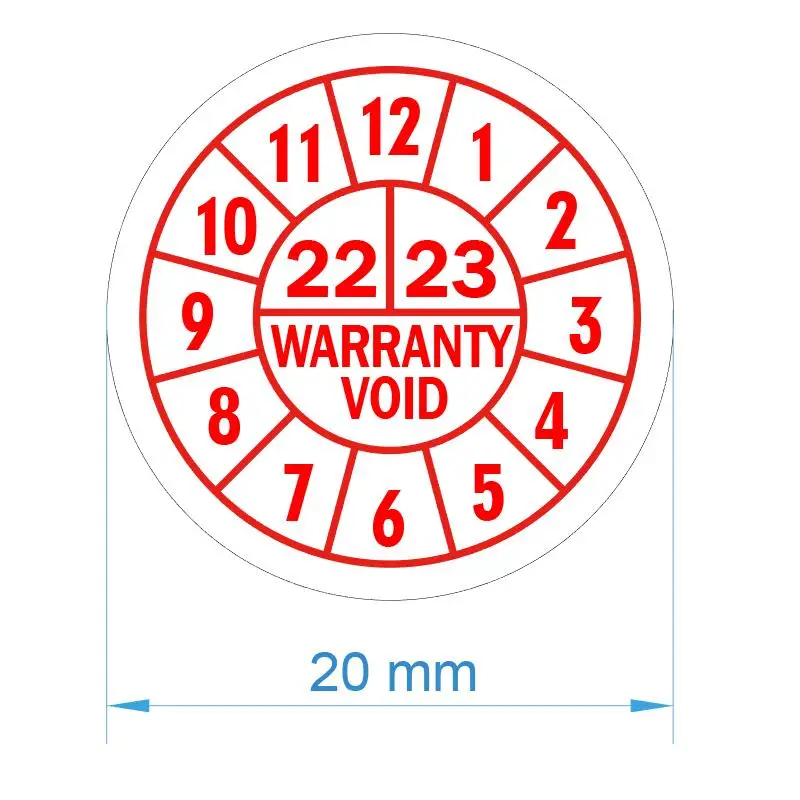 10000 pcs 2cm diameter Warranty void round tamper evident stickers V01