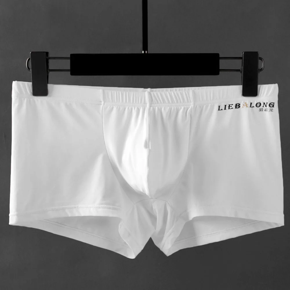 

Hot Men Ice Silk Shorts U Convex Pouch Briefs Low-rise Sexy Underwear Boxershorts Breathable Solid Color Boy Sissy Underpants
