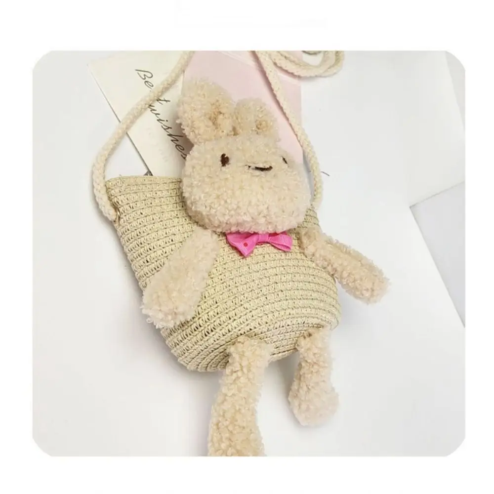 Соломенная Сумка С Рисунком Кролика Для Девочек Летний Кошелек Монет На Молнии