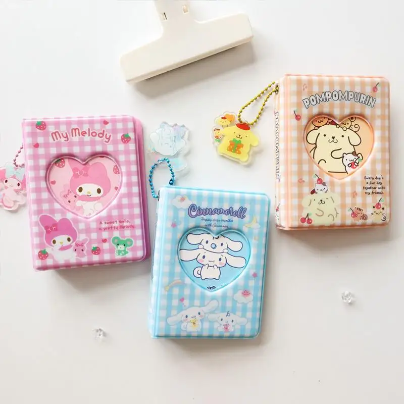 2023 клетчатый Sanrioed фотодержатель для карт Hello Kitty Kuromi Cinnamoroll фотоальбом Kpop Idol