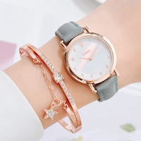 gaiety brand new design leather quartz watch for women fashion casual dress clock womens bracelet watches set montre femme gift