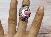 iridescent witch moon jewelry cameo ring adjustable gothic victorian ring gothic jewelry witchesgift