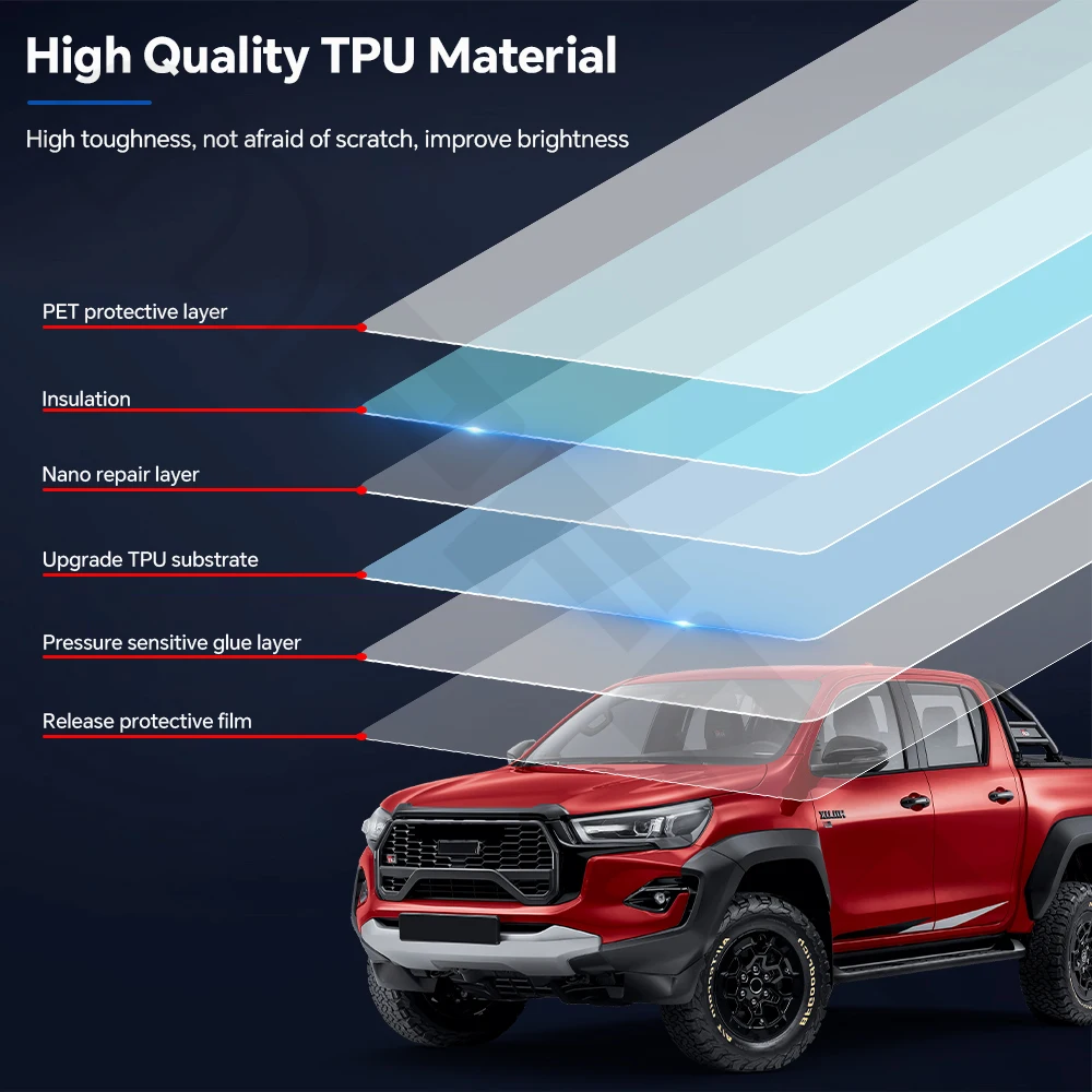 Защитная пленка (PPF) из ТПУ для Toyota Hilux GR Sport 2024-2025: прозрачная, предварительно вырезанная, невидимая, самовосстанавливающаяся, устойчивая к царапинам (art.: 3920d98fadcb2) - 3920d98fadcb2