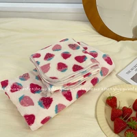 cute strawberry 3 piece towel set super soft and absorbent for bathroom and kitchen shower towels birthday gift for girls