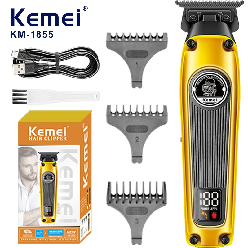 Мужская машинка для стрижки волос KEMEI водостойкая IPX7 перезаряжаемая с