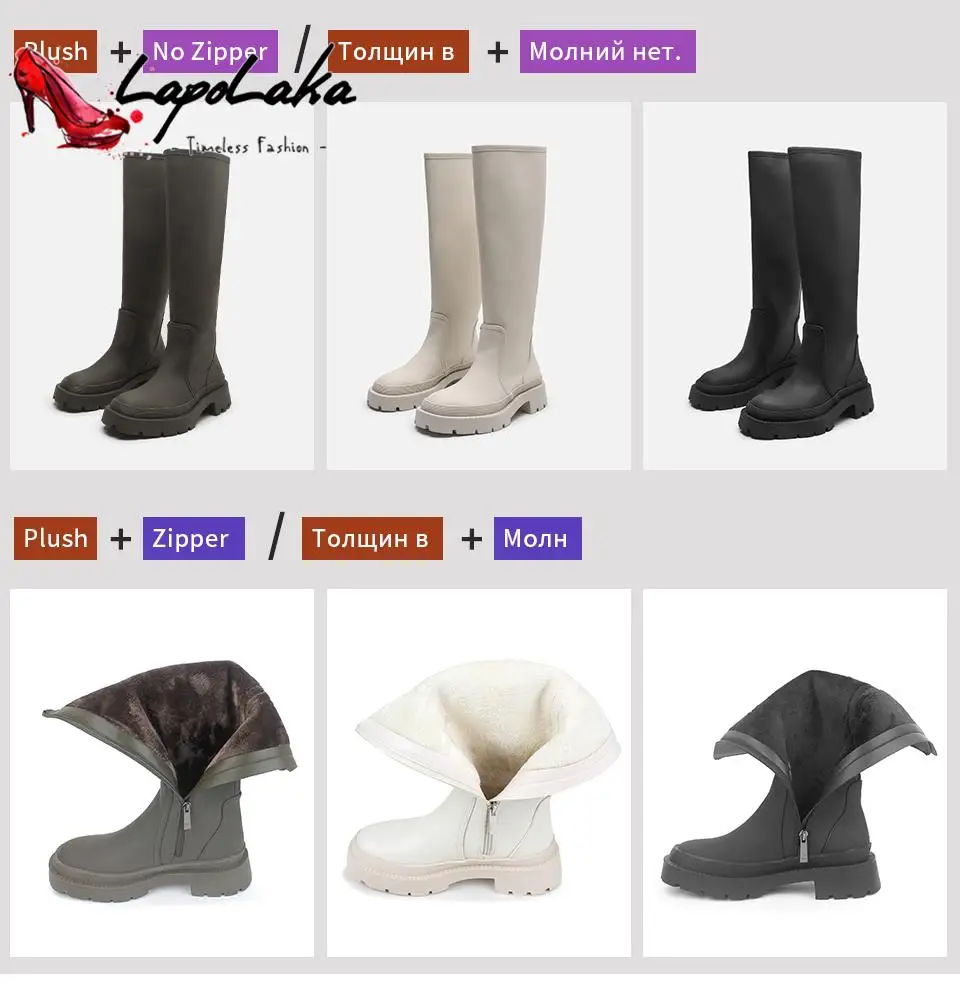 LapoLaka  2022 Hot Fashion Chelsea Boots Thick Heel Knee High Boots Premium Comfort British Style Smoke Boots Winter Women Boots