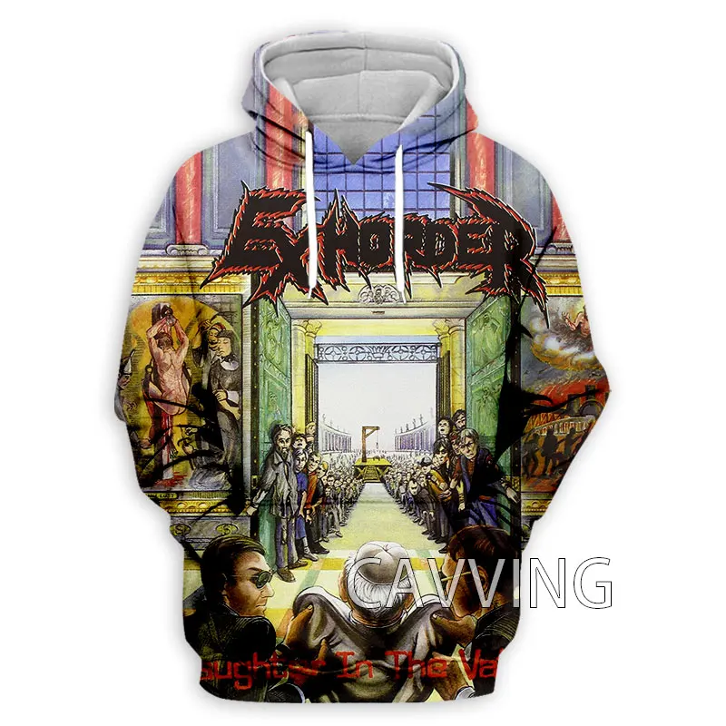 Толстовка EXHORDER с капюшоном для мужчин и женщин, Модный свитшот с 3D принтом рок, худи в стиле Харадзюку, верхняя одежда