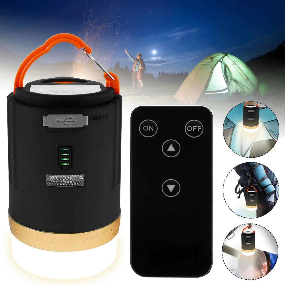 

L Camping Lantern USB Rechargeable LED Camping Light Tent Portable Lantern Handheld Night Lamp Outdoor Camping Lamp with Remote