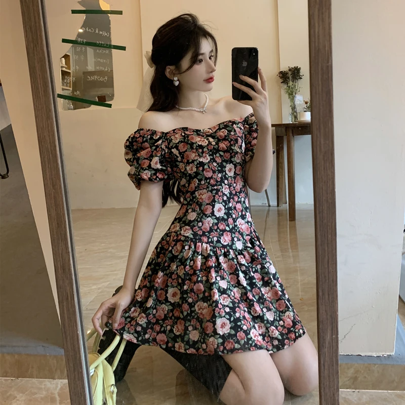 

Женское мини-платье с коротким рукавом, с цветочным принтом