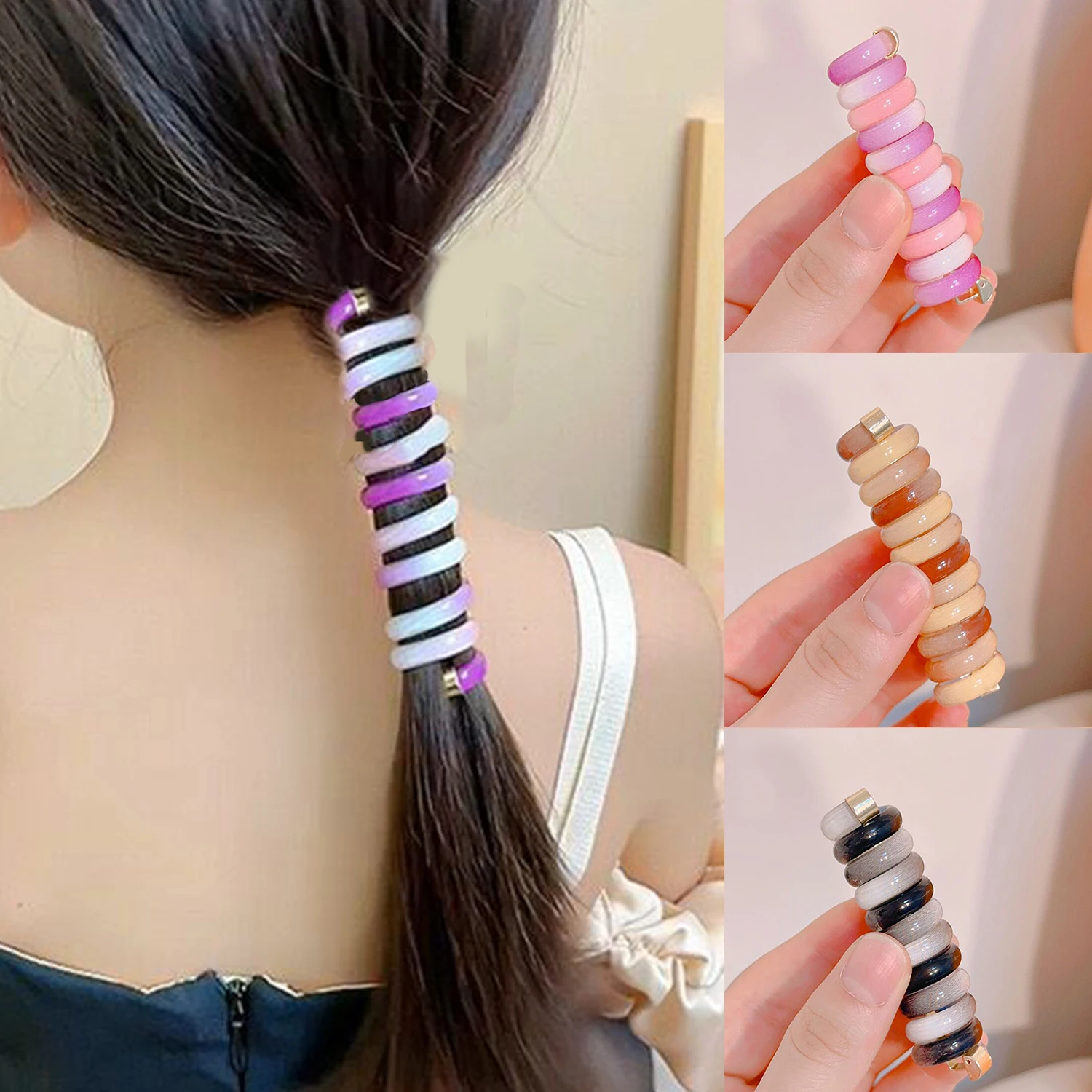 

Children Dopamine Girls Jelly Color Ponytail Elastic Hair Bands Rubber Tie Bundle Scrunchies Telephone Wire Kids Accessories 1pc