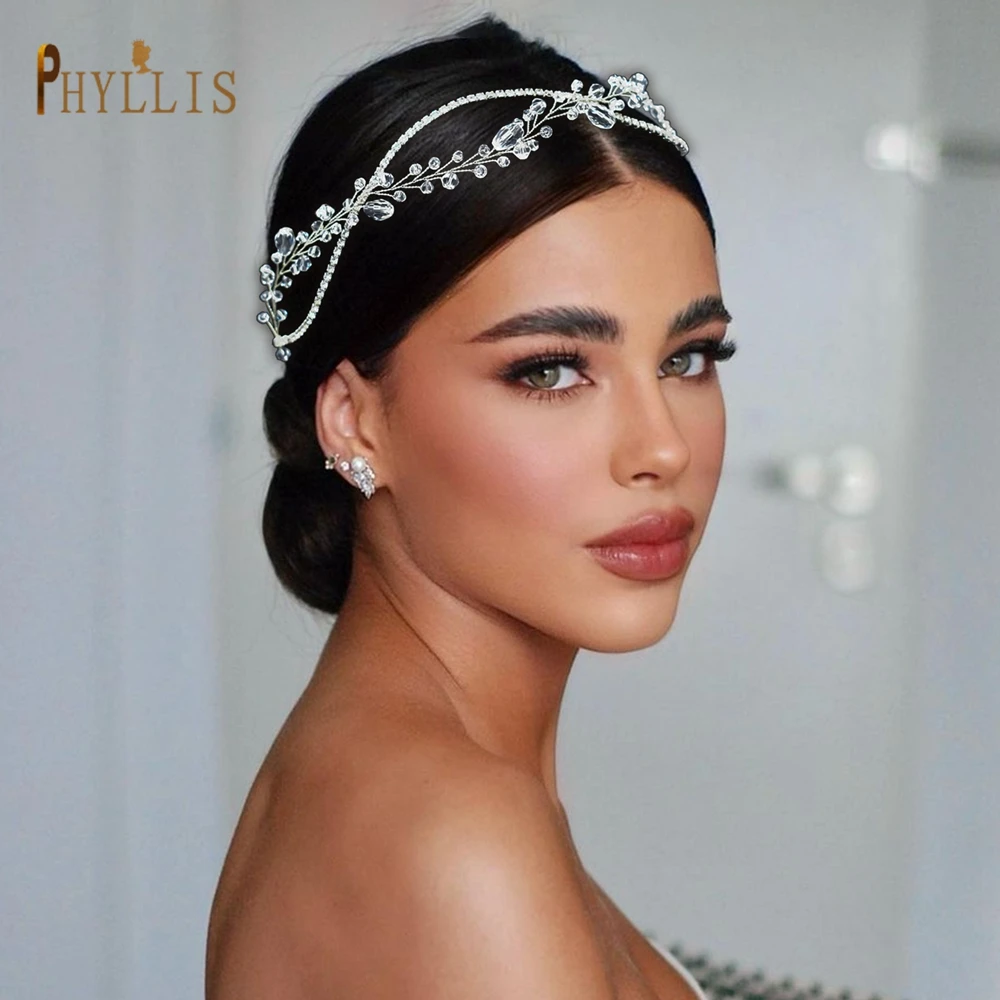 

A454 Silver Crystal Bridal Hair band Shinny Wedding Headpiece Bride Hair Piece Wedding Headband for Women Tiara Hair Accessories