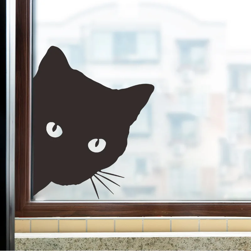 

Black kitten glass window car cabinet close home beautification decoration can remove PVC wall stickers DIY wall decoration