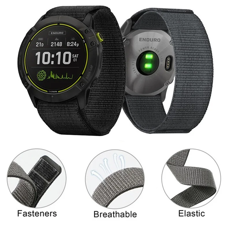 

26mm 22mm 20mm Hook Loop Nylon Watch Band Compatible with Garmin Fenix 7X 6X Pro 7 7S 6 6S 5X 5 5S Plus Watch Band Wristband