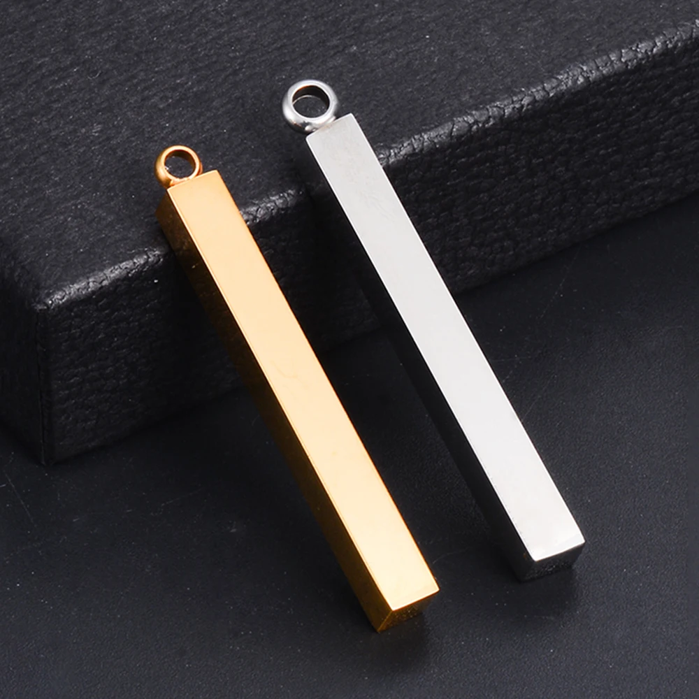 

10Pcs/lot Stainless Steel 3D Cuboid Pendant Stamping Blanks Rectangle Bar Dog Tags For DIY Making Pendant Wholesale