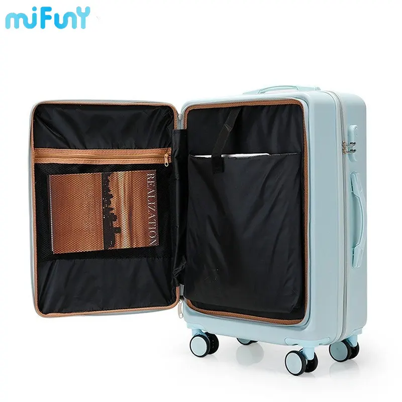 MiFuny Rolling Luggage Carry on Luggage with Wheels Front Open Boarding Suitcase Side Open Pull Rod Case Business Travel Trolley