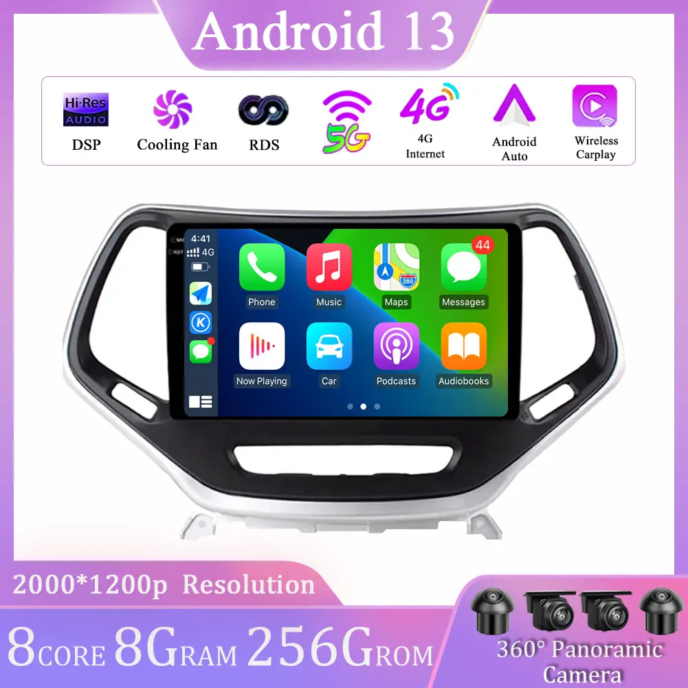 

Автомагнитола 2DIN, 10,1 дюйма, Android 13, для Jeep Cherokee 5 KL 2014 - 2018