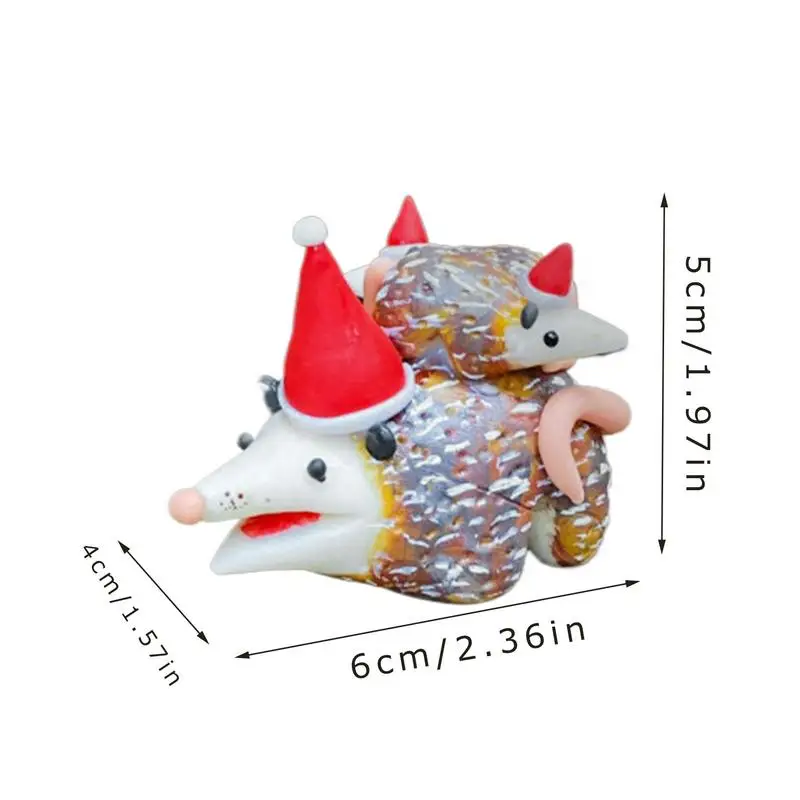 Смола Опоссум Настольное украшение Коллекция фигурок опоссума из красной шляпы