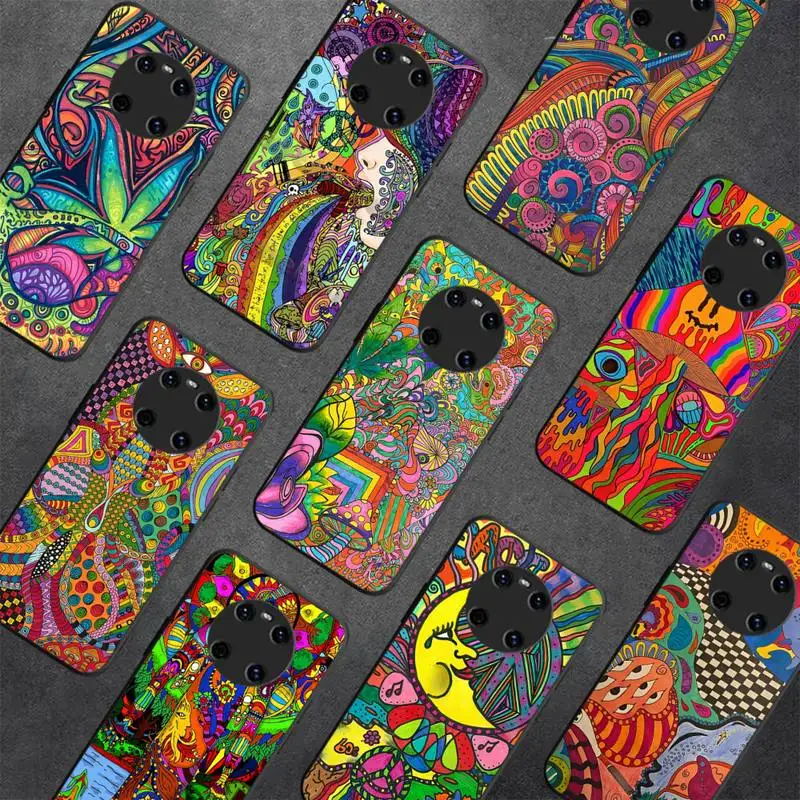 

Colourful Psychedelic Trippy Art Phone Case For Huawei Y5 Y62019 Y52018 Y92019 funda case for 9prime2019