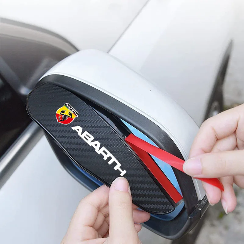 

2PCS Carbon Fiber Car Rearview Mirror Rain Eyebrow Snow Sun Visor Cover for Fiat Abarth 595 Abarth 500 Abarth 124 Spider