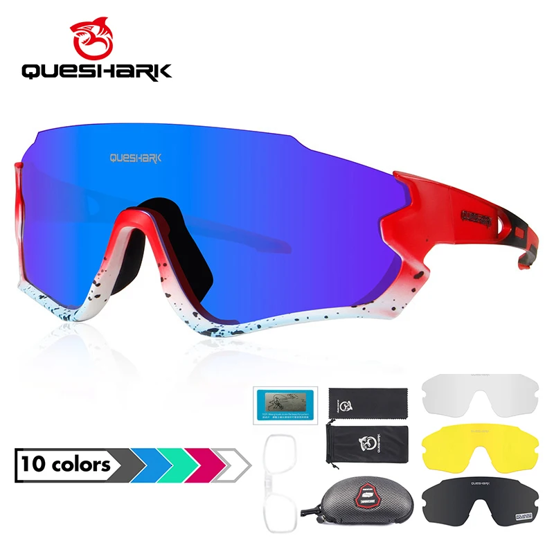 

Женские и мужские поляризованные велосипедные очки QUESHARK, спортивные очки для езды на велосипеде MTB, дорожные очки для езды на велосипеде с уф-зеркалом, очки QE45