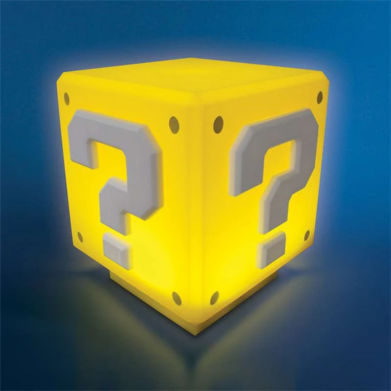 Glowing Cube Night Light Mushroom Touch Control Gaming Room Decoration for Kids Rechargeable Gift Question Mark Anime Lamp Cute