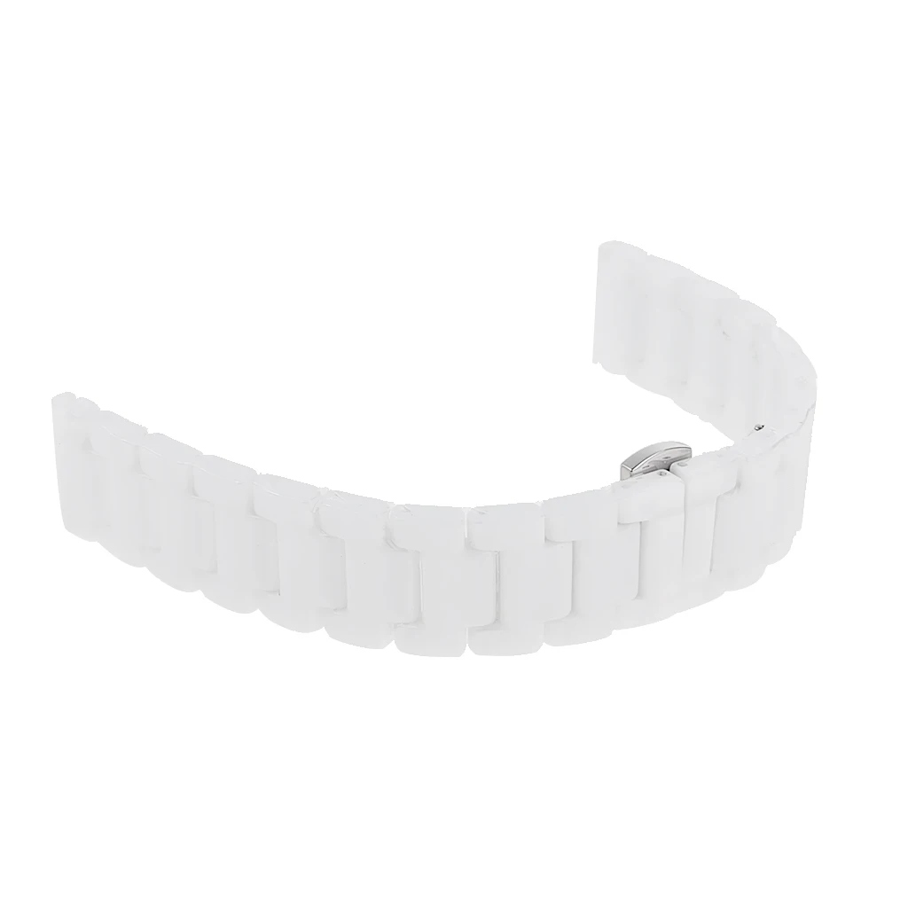 

18mm Luxury Ceramic Link Strap Bracelet Double Folding Clasp