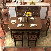 american country dining table and chair combination rectangular simple modern solid wood western dining table small family bar t