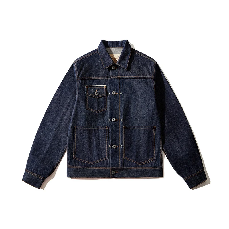 

Men's Denim Jacket Multi-pockets 15OZ Safari Western Style Vintage Outwear