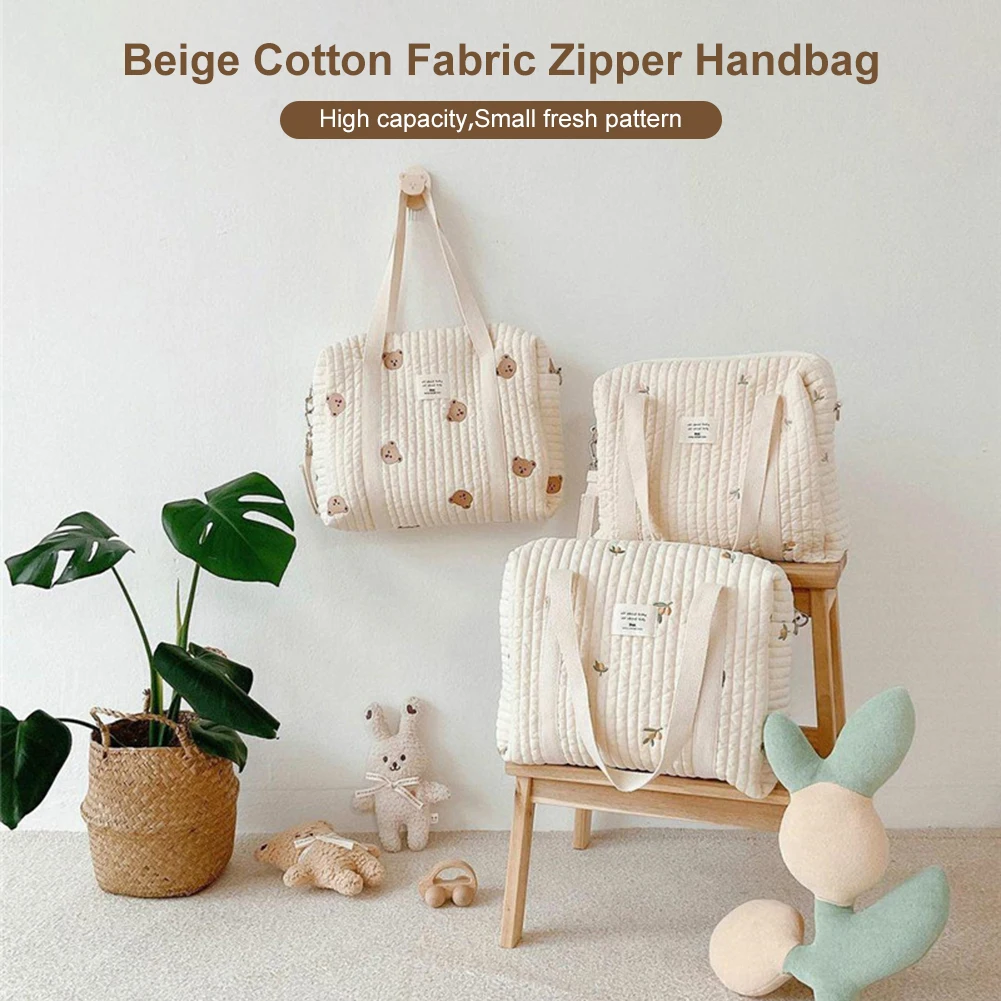

Baby Diaper Bag Mommy Bag for Travel Large-Capacity Mommy Handbag with Embroidery Pattern and Zipper Design Baby Bag