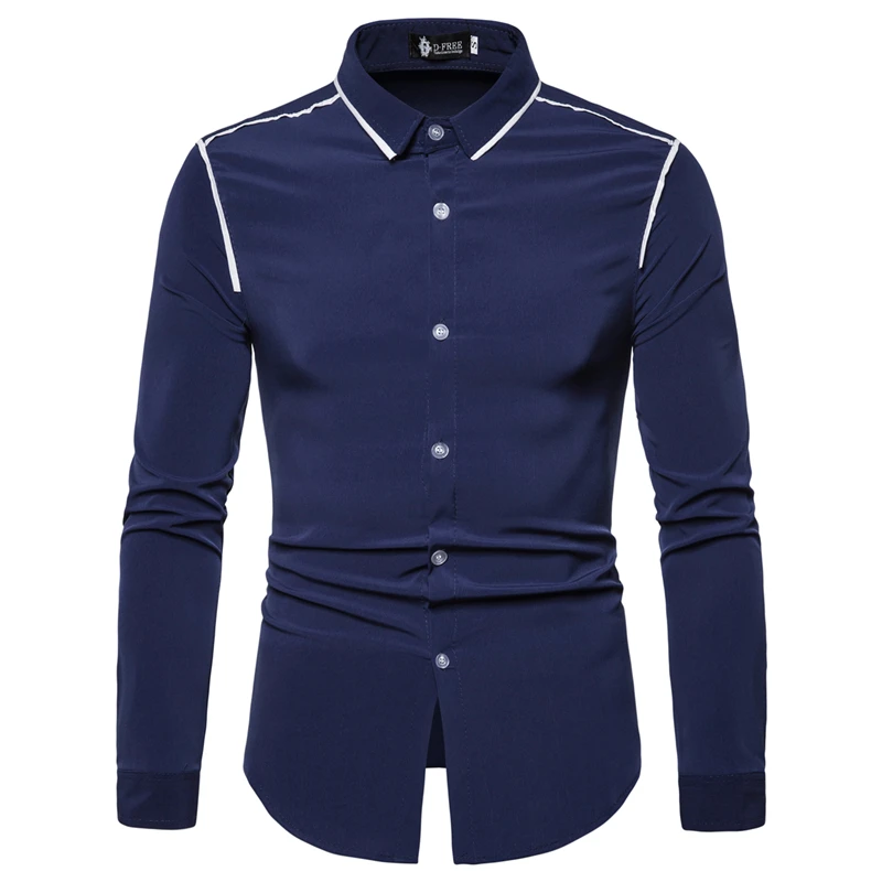 

Spring and Autumn Men's Long Sleeve Shirt South Korea Fashion Formal Dress Hawaiian Casual Dress Cute Top Male Personality