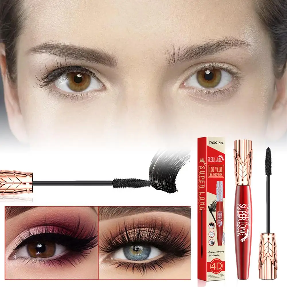 

Mascara Black 2Pcs Crown Mascara Waterproof Long Lasting Smudge Proof Thicking Curling Lenthening Eyelash Makeup 4D Silk Fiber