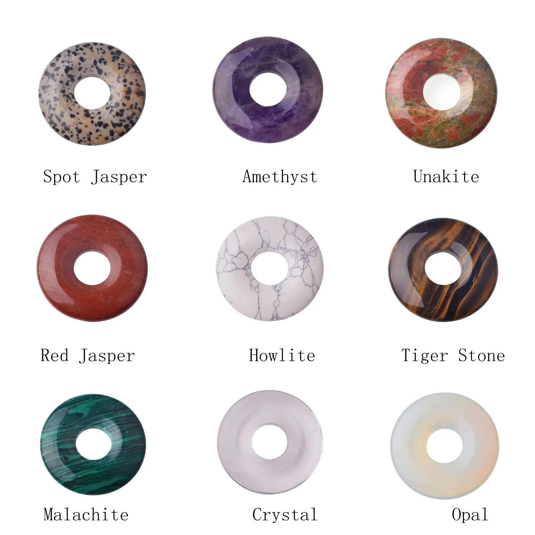 

Fashion Natural Red Yellow Green Donut Pendant Male And Female Models Jewelry Peace Stones For Necklace