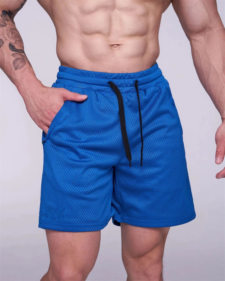 

Шорты мужские сетчатые однотонные, дышащие спортивные баскетбольные штаны для фитнеса и отдыха, бега на открытом воздухе