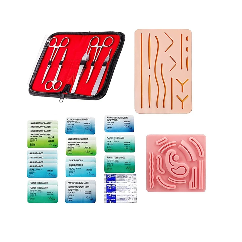 

Suture Practice Kit Silicone Laparoscopic Suture Simulation Pad For Student Suture Training, Includes Suture Tools