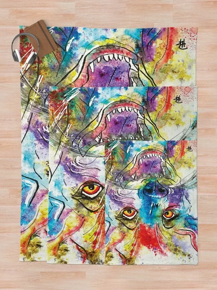 Kooky Kreatures Дилан: Зеленая собака с карикатурным принтом — Искусство Paquita Плед Диван