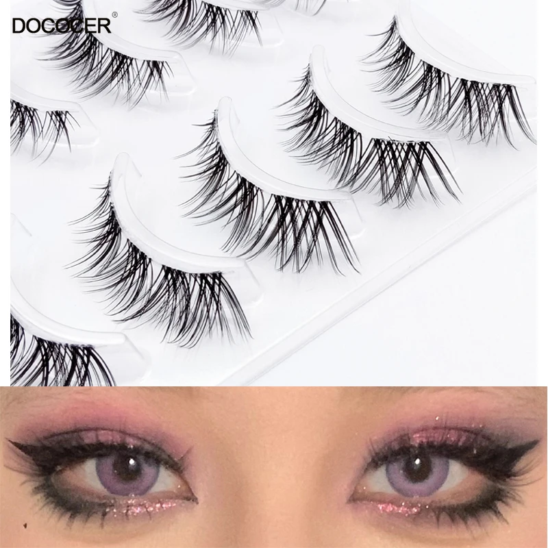 

Invisible band Lashes 5 Pairs 3D Faux Mink Lashes Natural short Transparent Terrier Lashes Clear Band Soft Eyelashes Extension