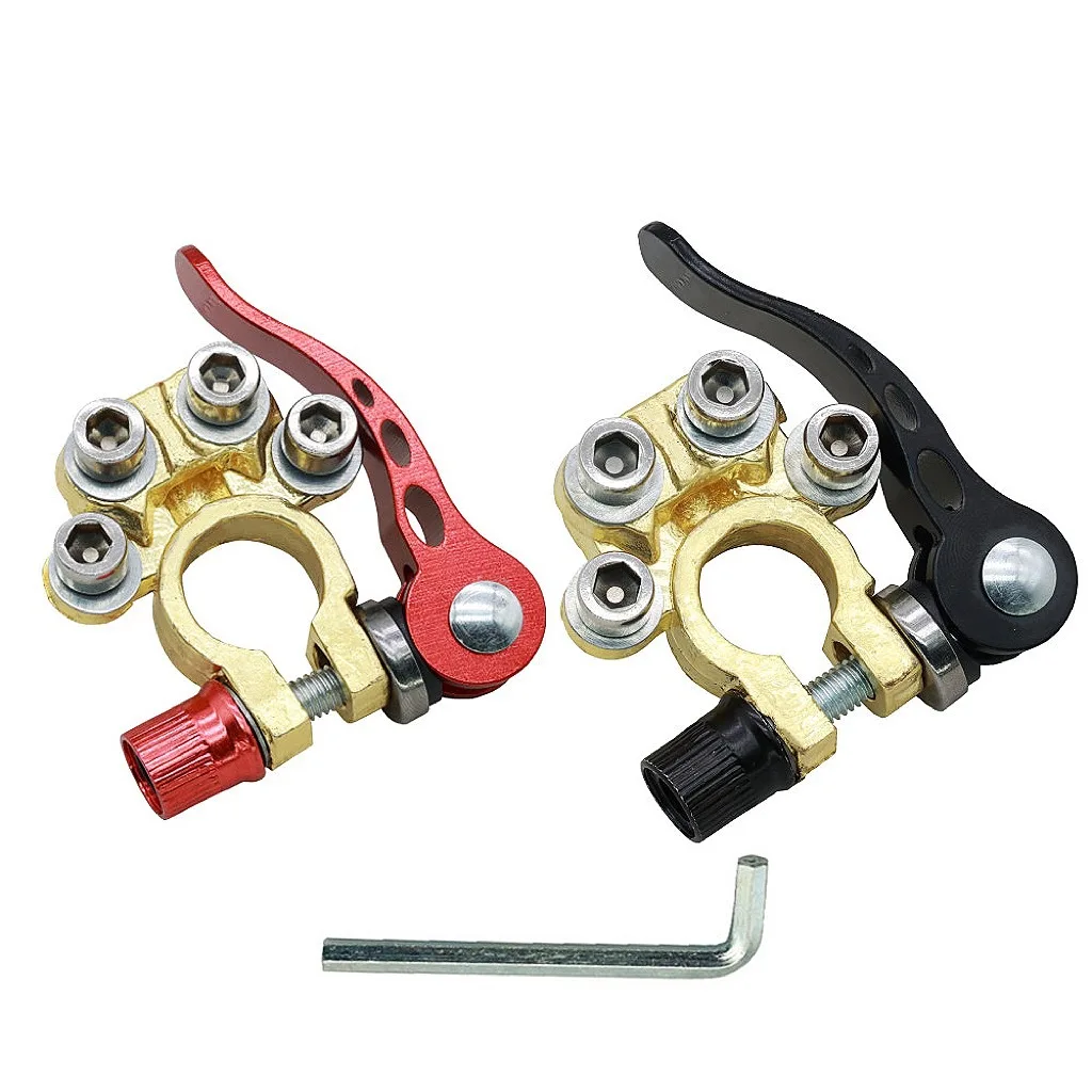 1 Pair Car Battery Terminals 12V Auto Battery Terminal Connector Battery Bornes Cable Terminal Adapter Copper Clamps Clip Screw
