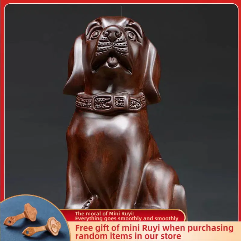 

Black Sandalwood Zodiac dog Symbolizes Good Fortune Modern Crafts Pieces Mahogany Home Accessories Statues for Decoration